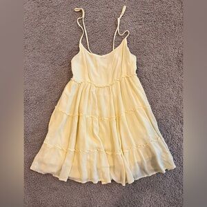 SHEIN Pale Yellow Tiered Spaghetti-Strap very Mini Dress/Top